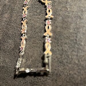 Avon vintage breast Cancer Crusade  Gold Bracelet with Pink Accents from 80s
NIB